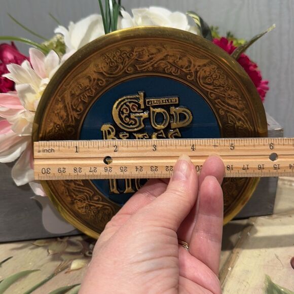 Vintage Brass God Bless Our Home Jerusalem Wall Hanging - Picture 12 of 13